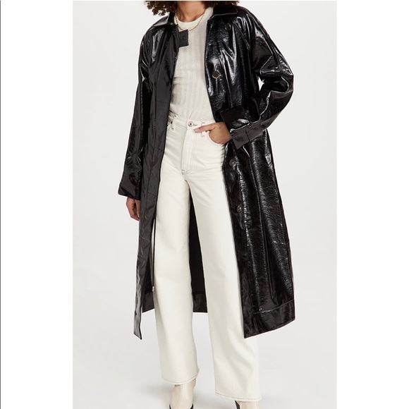 Saks Potts Jackets & Blazers - Brand New w/tags and box. Saks Potts Patent leather trench w/draw string